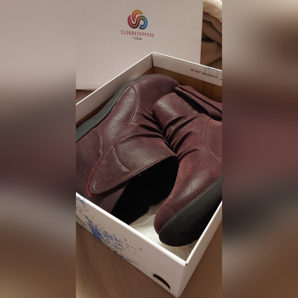 Cloudsteppers by Clarks Burgundy Slip-On Ankle Shoes